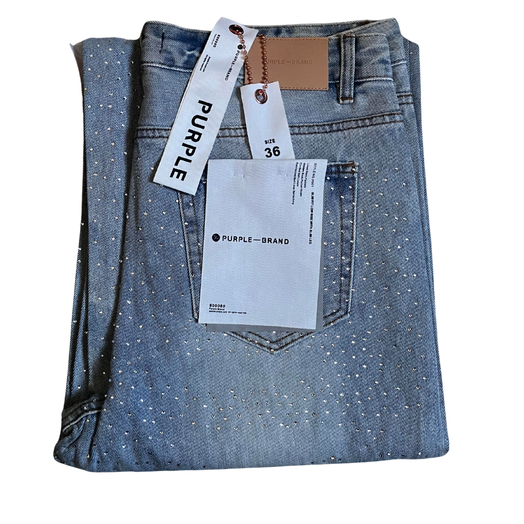 Purple Rhinestone Ripped Jeans