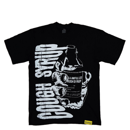 Awful Lot Of Cough Syrup Bottle Warning Black T