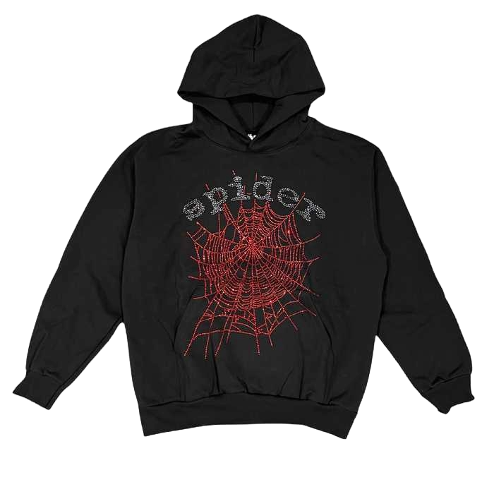 Sp5der OG Red Rhinestone Hoodie