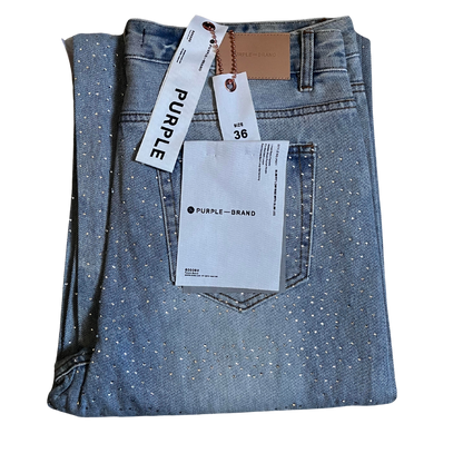 Purple Rhinestone Ripped Jeans