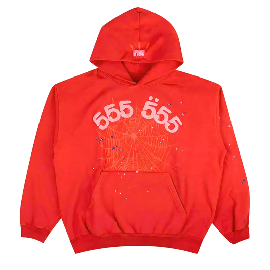 Sp5der Red 555 Angel Hoodie