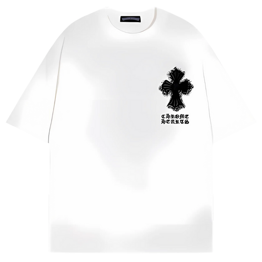 Chrome Hearts Embroidery Leather Cross Patch T-Shirt