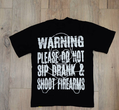 Awful Lot Of Cough Syrup Bottle Warning Black T